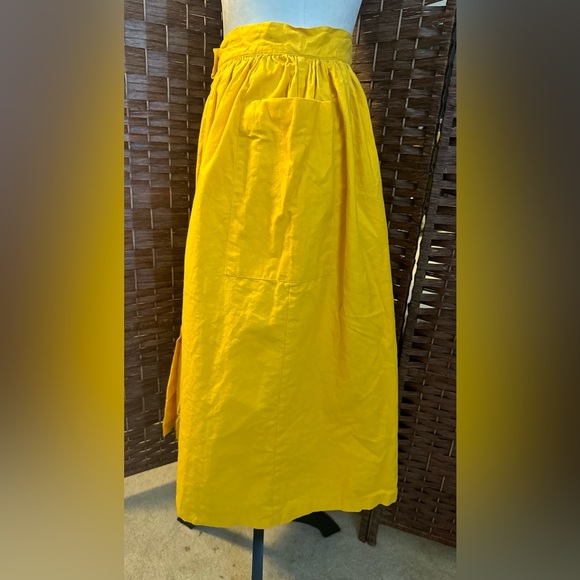 Ken Sington Square Vintage Y2K Yellow Skirt Large Side Pockets Button Up USA 28 - Picture 8 of 11